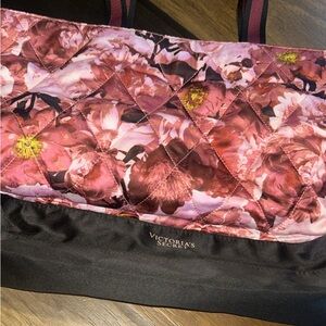 Victoria's Secret Black and Pink Floral Tote
